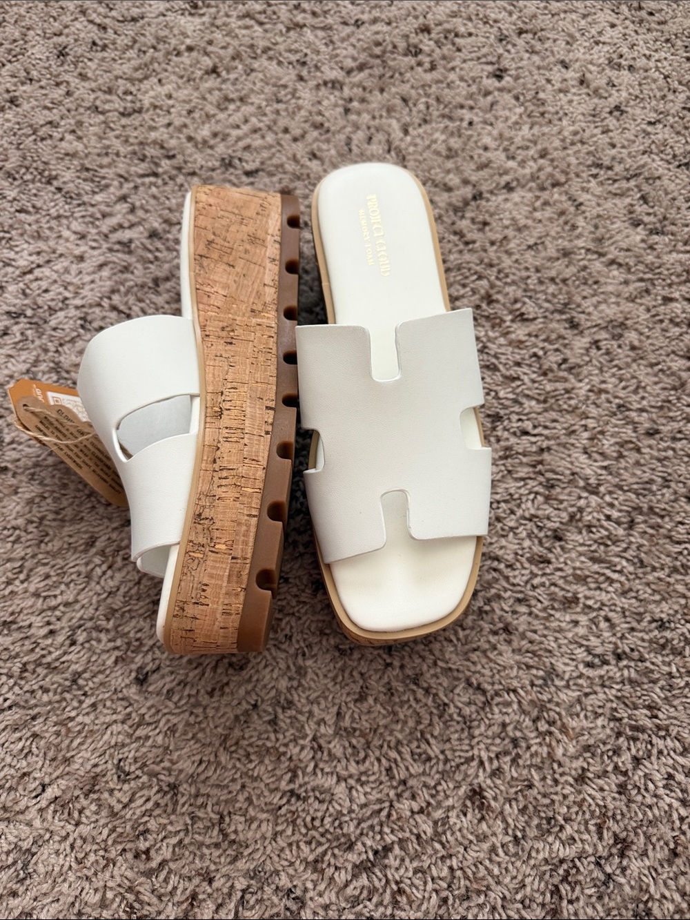 White Slide Mules with Cutout Strap by Project Gloria